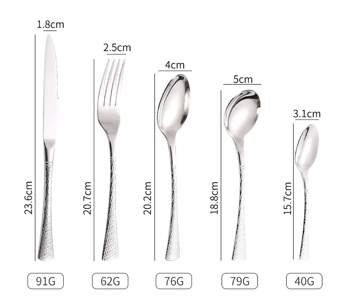 Amazon｜4人用シルバーカトラリーセット、20ピースステンレス